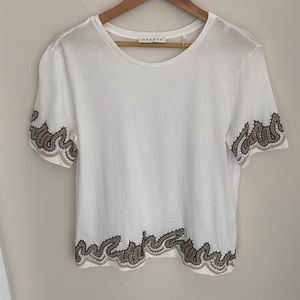 Sandro Paris white embroidered Tee